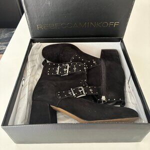 Rebecca Minkoff Women's Logan Studded Suede Block Heel Booties